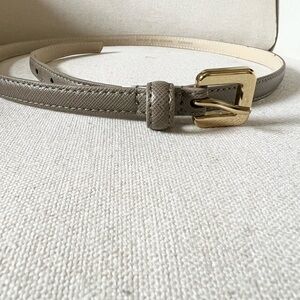 Ann Taylor - Taupe color faux leather belt with gold hardware